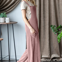 Heimish Full Size Ribbed Front Pocket Sleeveless Jumpsuit