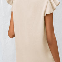 Ruffled V-Neck Cap Sleeve Blouse