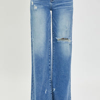 Risen Full Size High Rise Frayed Hem Wide Leg Jeans