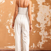 Sleeveless Tie Front Wide Leg Jumpsuit