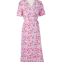 Floral Surplice Neck Short Sleeve Dress