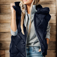 Zip Up Hooded Vest Coat