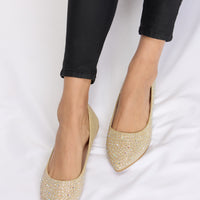 Forever Link Rhinestone Point Toe Flat Slip-Ons