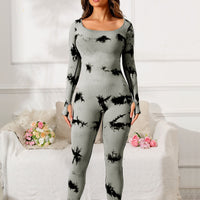 Scoop Neck Long Sleeve Active Jumpsuit