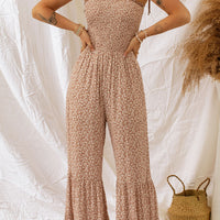 Floral Spaghetti Strap Smocked Wide Leg Jumpsuit