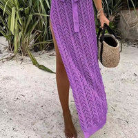 Slit Openwork Single Shoulder Knit Dress