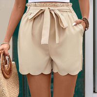 Frill Tied Shorts with Pockets