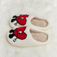 Melody Love Heart Print Plush Slippers