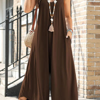 Pocketed Scoop Neck Wide Leg Jumpsuit