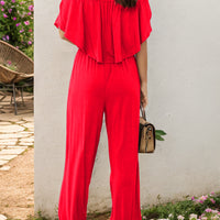 Off-Shoulder Wide Leg Jumpsuit