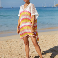 Cutout Striped Cover-Up with Tassel