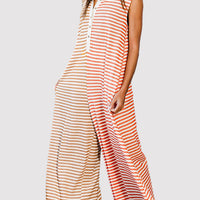 Striped Round Neck Sleeveless Jumpsuit