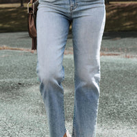 High Waist Straight Jeans with Pockets