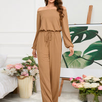 Off-Shoulder Straight Leg Jumpsuit