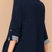 Lapel Collar Roll-Tab Sleeve Blazer