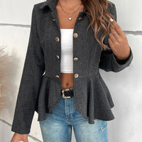 Ruffle Hem Collared Blazer