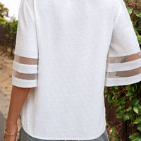 Swiss Dot V-Neck Half Sleeve Top