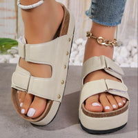 PU Leather Studded Platform Slides