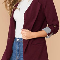 Lapel Collar Roll-Tab Sleeve Blazer