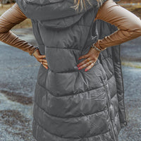 Longline Hooded Sleeveless Puffer Vest