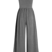 Round Neck Sleeveless Jumpsuit with Pockets