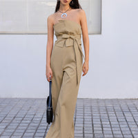 Strapless Tie Waist Jumpsuit