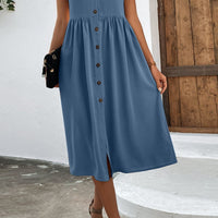 Button Front Short Sleeve Dress