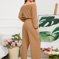 Off-Shoulder Straight Leg Jumpsuit