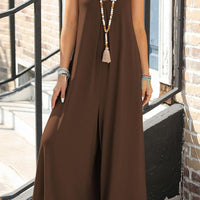 Pocketed Scoop Neck Wide Leg Jumpsuit