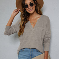 Dropped Shoulder High-Low Waffle-Knit Top