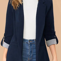 Lapel Collar Roll-Tab Sleeve Blazer