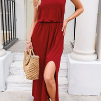 Slit Round Neck Sleeveless Dress