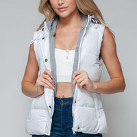 Snobbish Snap and Zip Closure Hooded Vest