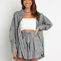 Striped Dropped Shoulder Shirt and Shorts Set