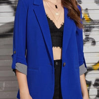 Lapel Collar Roll-Tab Sleeve Blazer