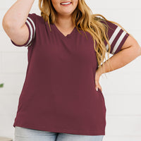 Plus Size Striped V-Neck Tee Shirt