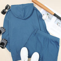 Drawstring Zip Up Sweatshirt and Shorts Set