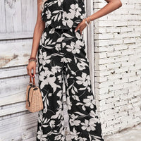 Floral Strapless Wide Leg Jumpsuit