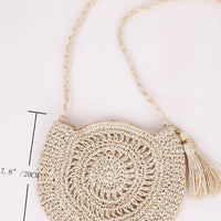 Tassel Straw Braided Strap Shoulder Bag