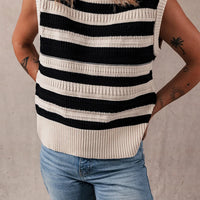 Color Block Round Neck Sweater Vest