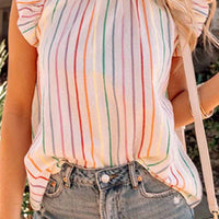 Striped Cap Sleeve Blouse