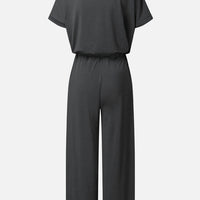 V-Neck Short Sleeve Jumpsuit