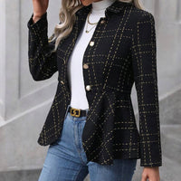 Ruffle Hem Collared Blazer