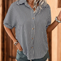 Striped Collared Neck Half Sleeve Shirt