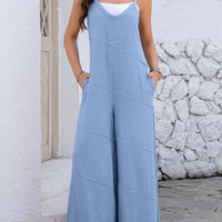 V-Neck Spaghetti Strap Wide Leg Jumpsuit