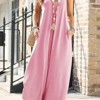 Pocketed Scoop Neck Wide Leg Jumpsuit