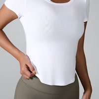 Cutout Round Neck Short Sleeve Active T-Shirt