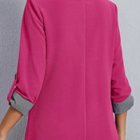 Lapel Collar Roll-Tab Sleeve Blazer