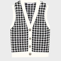 Houndstooth Button Front Sweater Vest