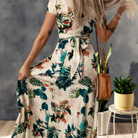 Tropical Print Crop Top and Maxi Skirt Set